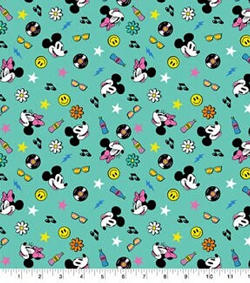 Mickey Minnie Retro Vibes Classic Disney Cotton Fabric