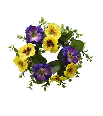 9" Purple Pansy Mini Wreath by Bloom Room