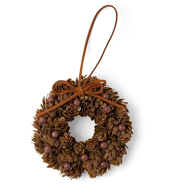 4.5" Christmas Pinecone Wreath Wood Ornament by Place & Time