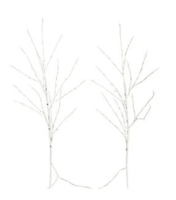 Nearly Natural 36" Christmas LED Pre Lit White Birch Trees 2ct