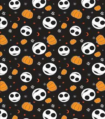 Disney Nightmare Before Christmas Pumpkin King on Black Fleece Fabric