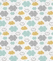 Swirly Clouds on White Nursery Flannel Fabric