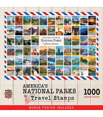 MasterPieces 19" x 27" National Parks Travel Stamps Puzzle 1000pc