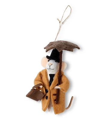 6" Christmas Dapper Mouse With Umbrella Felt Ornament by Place & Time