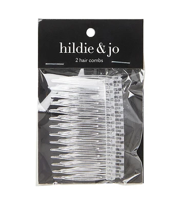 2" x 3" Clear Plastic Hair Combs 2pk by hildie & jo