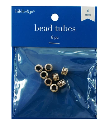 6mm Antique Silver Metal Cast Tube Beads 8pc by hildie & jo