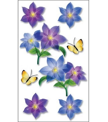 Vellum Layered Stickers Purple Flowers