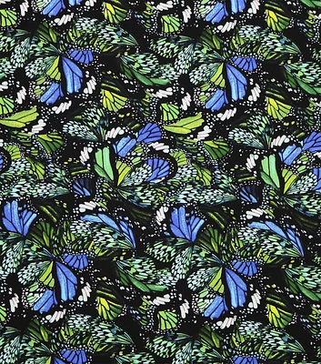 Butterfly Wings on Black Super Snuggle Flannel Fabric