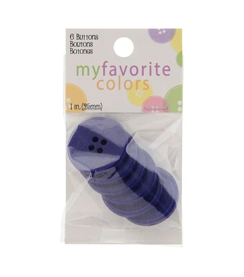 My Favorite Colors 1" Aqua Round 4 Hole Buttons 6pk