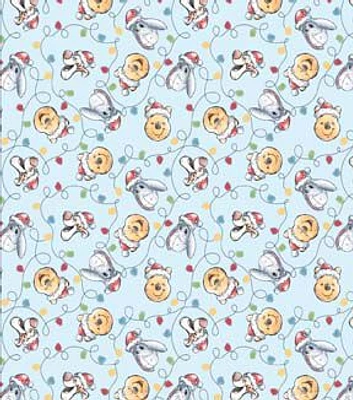 Disney Winnie the Pooh & Friends & Lights Christmas Cotton Fabric