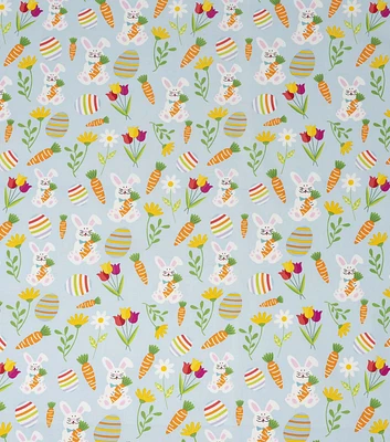 Easter Bunnies & Carrots on Blue Fabric Bundle 5pc