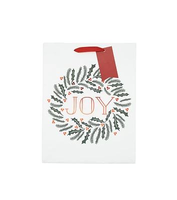 10" x 13" Christmas Joy Wreath White Gift Bag by Place & Time