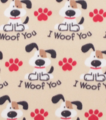 Brown I Woof You Blizzard Fleece Fabric