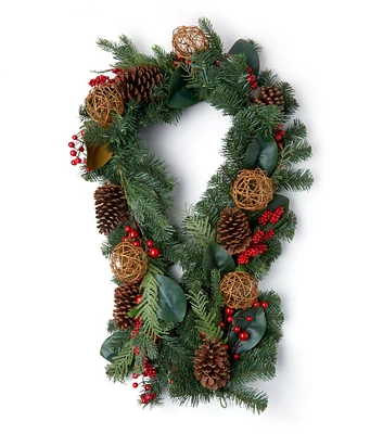 72" Christmas Pine Leaf & Berry With Bauble Garland  by Bloom Room