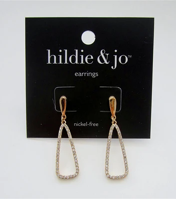 Gold Dangle Post Earrings With Clear Rhinestones by hildie & jo