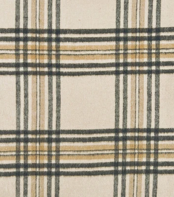 Cream Tartan Plaid Wool Blend Sportswear Fabric