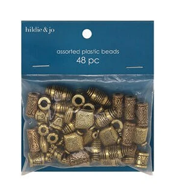 34g Antique Gold Plastic Packaged Beads 48ct by hildie & jo