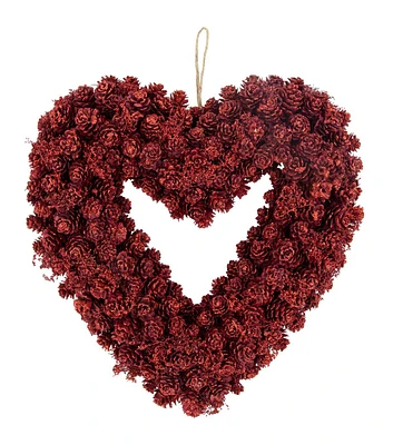 Northlight 14" Valentine's Day Red Wood Chip Heart Wreath