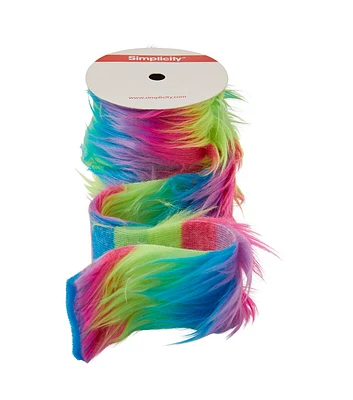 Rainbow Faux Fur Trim 2"