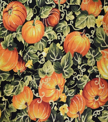 Pumpkin Patches Harvest Glitter Cotton Fabric