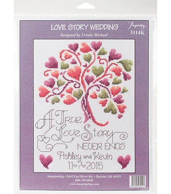 Imaginating 7.5" x 10" Love Story Wedding Counted Cross Stitch Kit