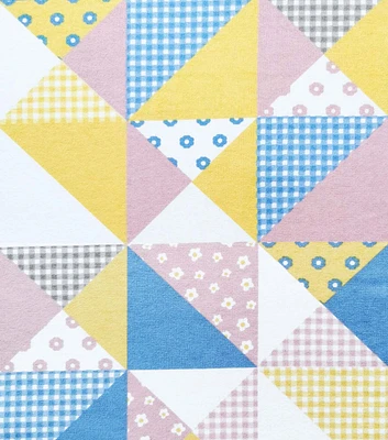 Blue & Yellow Patchwork Nursery Flannel Fabric