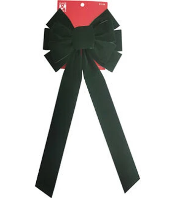 20" Christmas Dark Green Velvet Bow By Place & Time