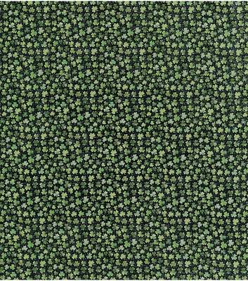 Shamrocks on Black St. Patrick's Day Cotton Fabric