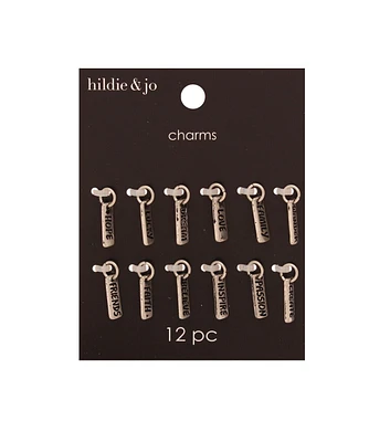 12ct Inspirational Messages Metal Tag Charms by hildie & jo