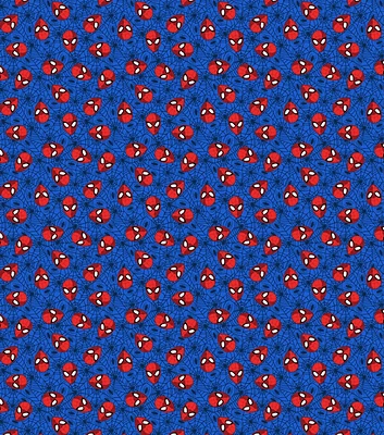 Marvel Marvel Spider Man Heads on Blue Cotton Fabric