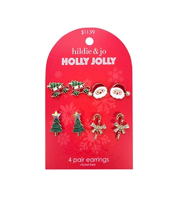 4ct Christmas Tree Santa Claus Earrings by hildie & jo