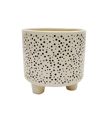 4" Ceramic Black Speckled White Footed Planter by Bloom Room