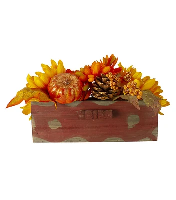 Northlight 14" Autumn Harvest Maple Leaf Arrangement in Rustic Wood Box