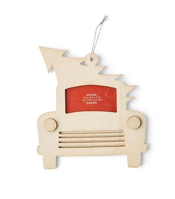 5" Christmas Laser Unfinished Wood Truck Frame Ornament by Place & Time