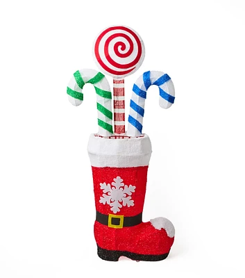 41" Christmas LED Santa Boot With Candy Cane Treats by Place & Time