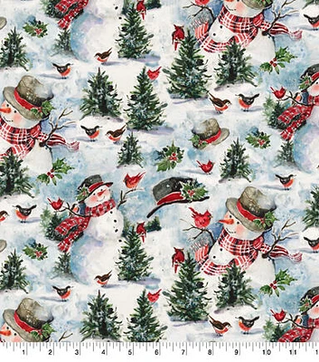 Susan Winget Winter Snowmen & Trees Christmas Cotton Fabric