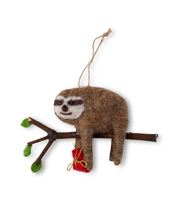 6" Christmas Dapper Sloth on Branch Felt Ornament by Place & Time