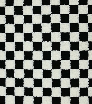 Black & White Checkerboard Sherpa Fabric