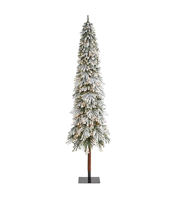 Nearly Natural 9' Clear Pre Lit Flocked Alpine Artificial Christmas Tree