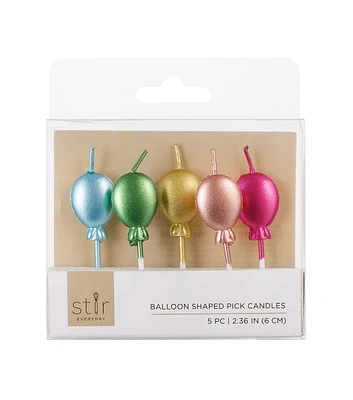 2" Metallic Balloon Shaped Pick Candles 5ct by STIR