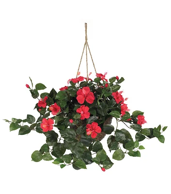 Nearly Natural Hibiscus Hanging Basket