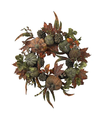 Nearly Natural 24" Fall Pumpkin & Gourd Wreath