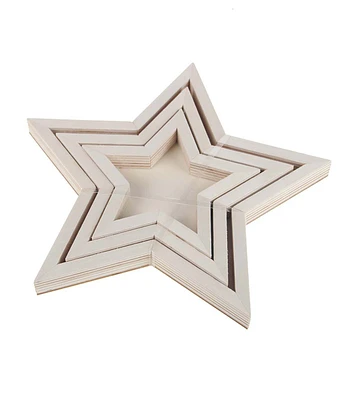 10" Christmas Wood Star Tray 3ct by Place & Time