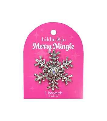 2" Christmas Silver Shiny Snowflake Brooch by hildie & jo