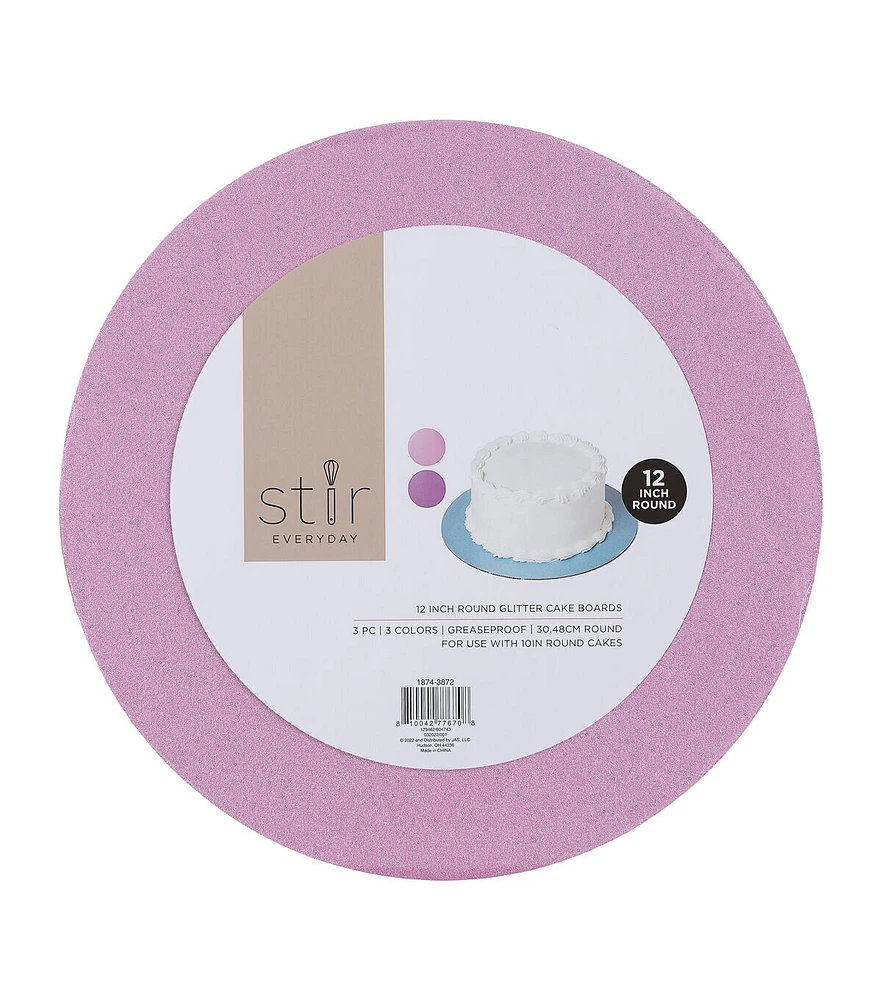 12" Round Glitter Cake Boards 3pk by STIR