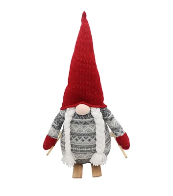 18" Christmas Skiing Gnome With Braids by Place & Time