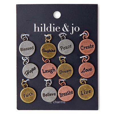 12ct Positive Messages Antique Disc Charms by hildie & jo