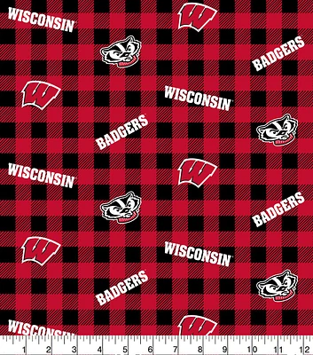 University of Wisconsin Badgers Cotton Fabric Buffalo Check