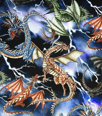 Multicolor Dragon Dance Cotton Canvas Fabric Home Essentails