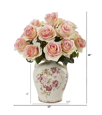 Nearly Natural Artificial Rose Arrangement